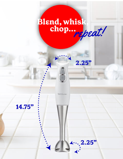 Betty Crocker 2-Speed Immersion Blender with Mixing Beaker, Chopper and  Whisk