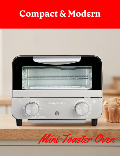 Betty Crocker Mini Toaster Oven, Compact Countertop Oven
