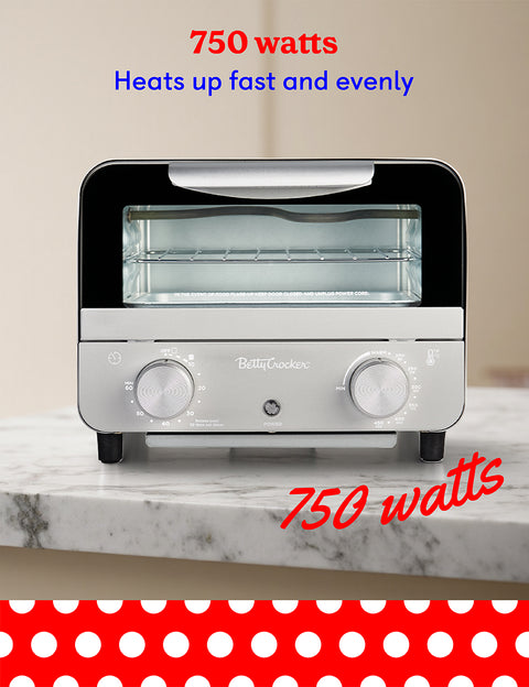 Betty Crocker Mini Toaster Oven, Compact Countertop Oven