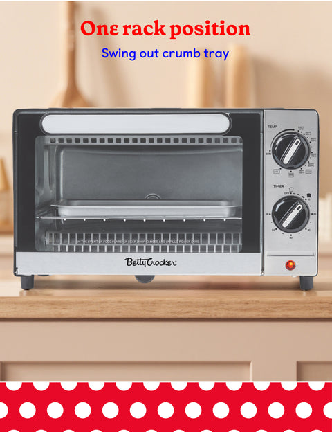 Betty Crocker 9L Toaster Oven, 2-Slice Toaster